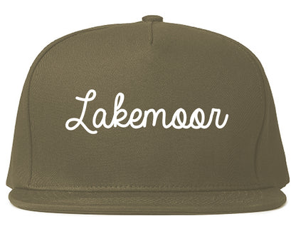 Lakemoor Illinois IL Script Mens Snapback Hat Grey