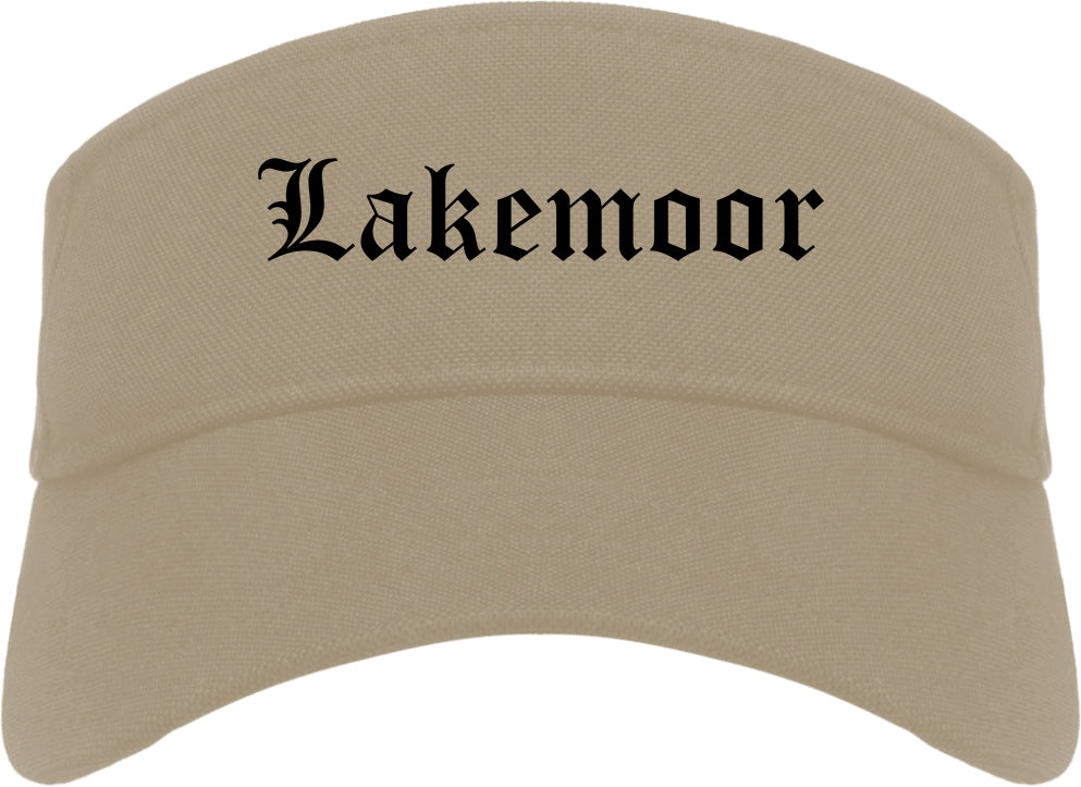Lakemoor Illinois IL Old English Mens Visor Cap Hat Khaki