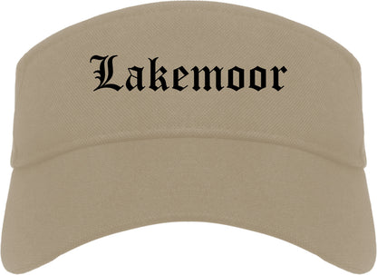 Lakemoor Illinois IL Old English Mens Visor Cap Hat Khaki