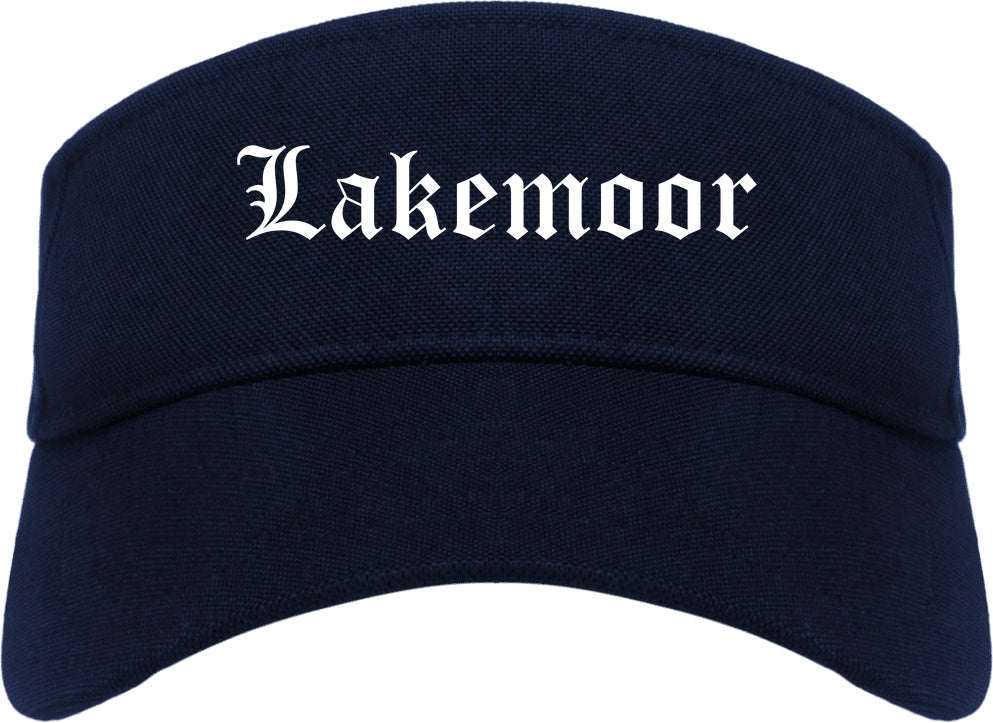 Lakemoor Illinois IL Old English Mens Visor Cap Hat Navy Blue