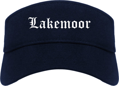 Lakemoor Illinois IL Old English Mens Visor Cap Hat Navy Blue