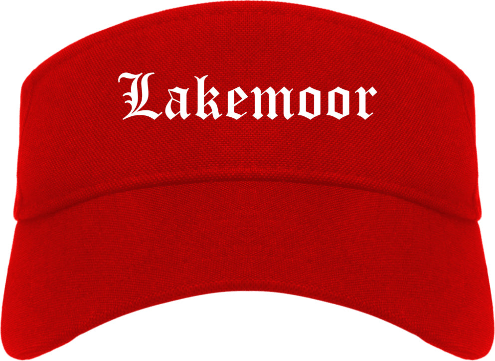 Lakemoor Illinois IL Old English Mens Visor Cap Hat Red