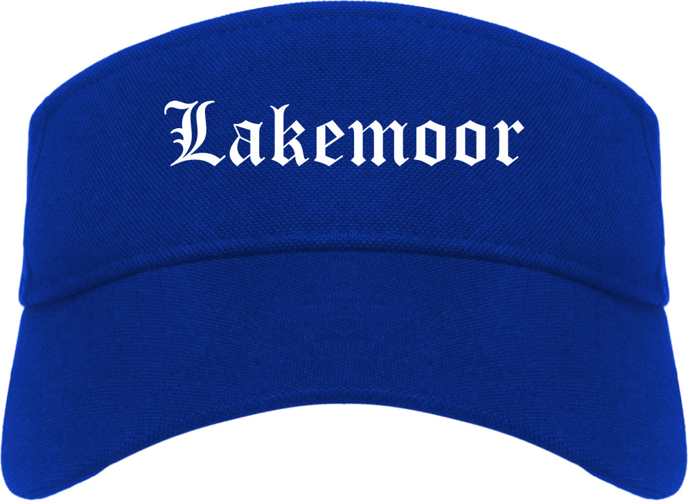 Lakemoor Illinois IL Old English Mens Visor Cap Hat Royal Blue