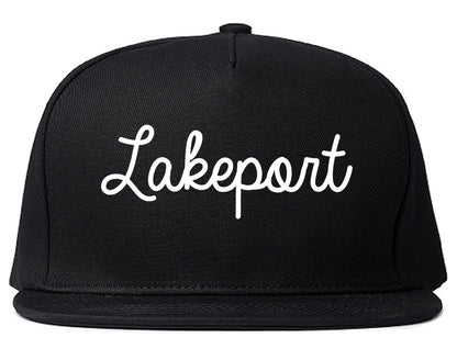 Lakeport California CA Script Mens Snapback Hat Black