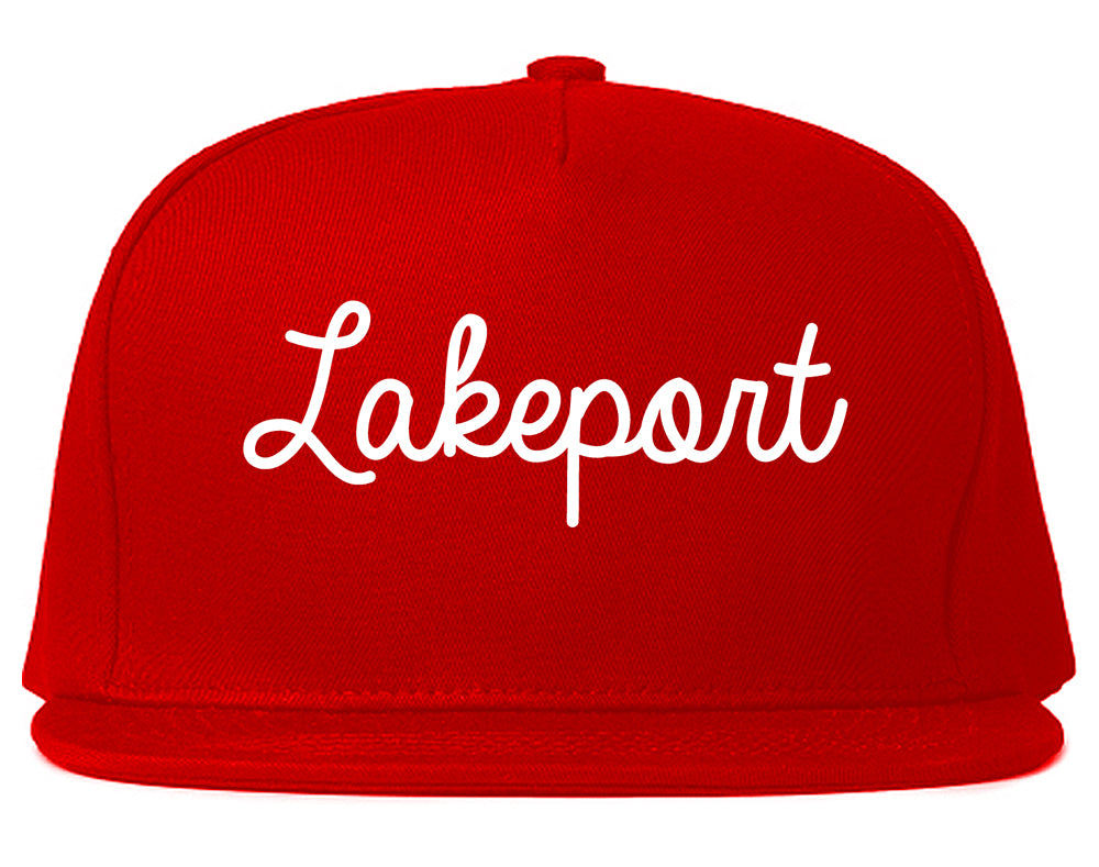 Lakeport California CA Script Mens Snapback Hat Red