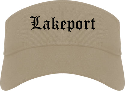 Lakeport California CA Old English Mens Visor Cap Hat Khaki