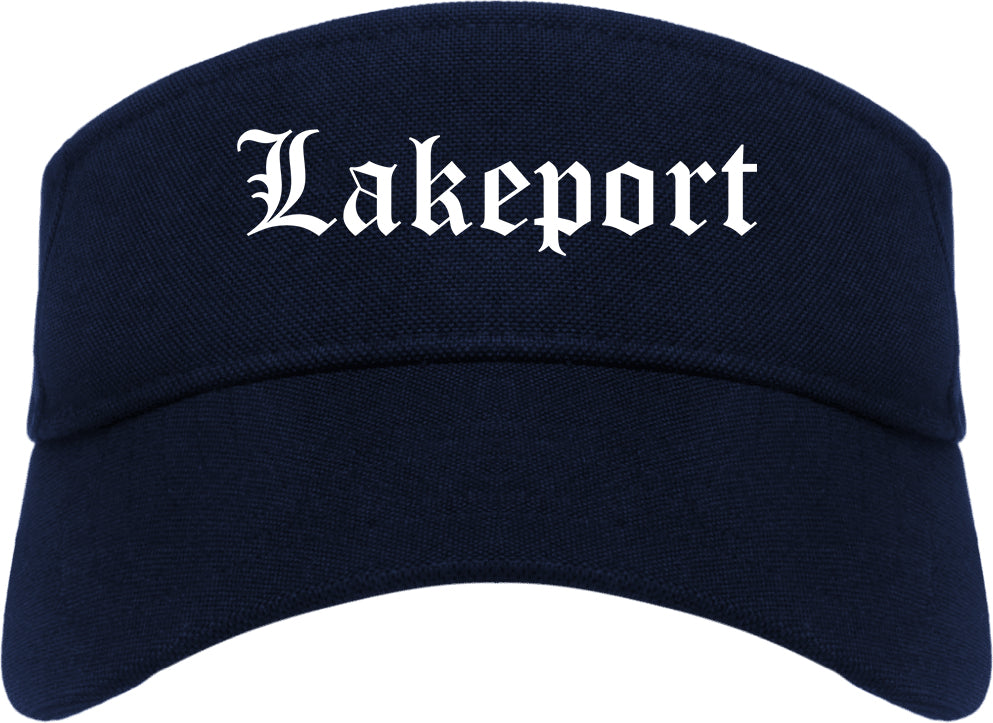 Lakeport California CA Old English Mens Visor Cap Hat Navy Blue