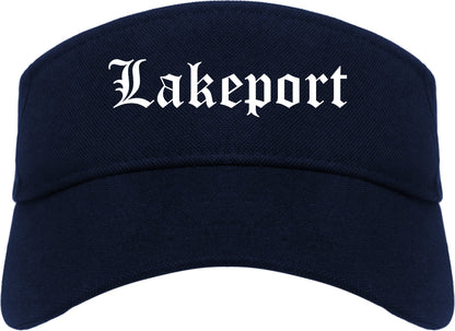 Lakeport California CA Old English Mens Visor Cap Hat Navy Blue