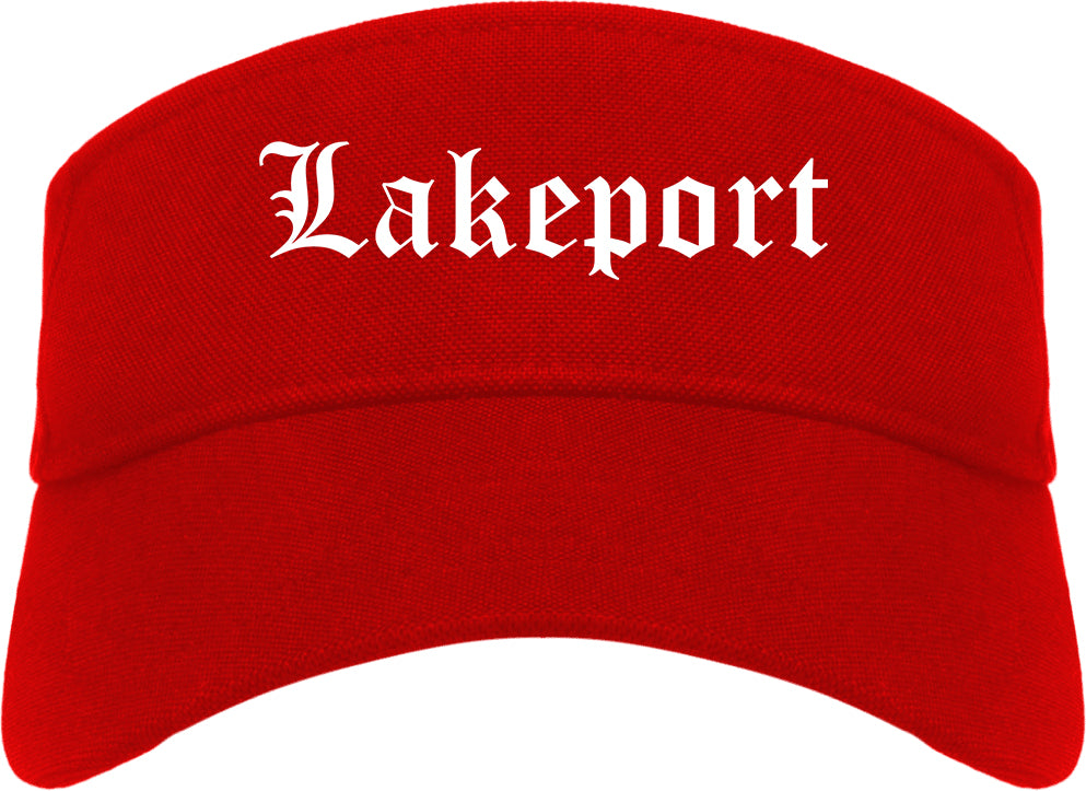 Lakeport California CA Old English Mens Visor Cap Hat Red