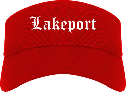 Lakeport California CA Old English Mens Visor Cap Hat Red