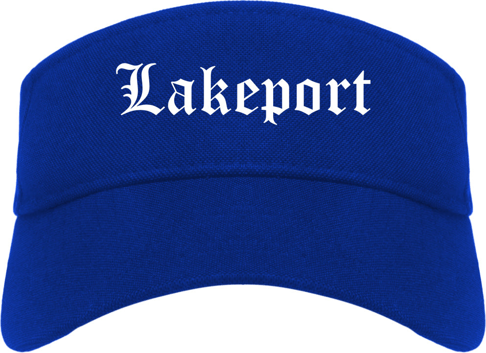 Lakeport California CA Old English Mens Visor Cap Hat Royal Blue