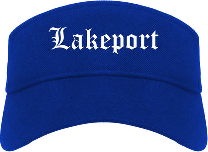 Lakeport California CA Old English Mens Visor Cap Hat Royal Blue