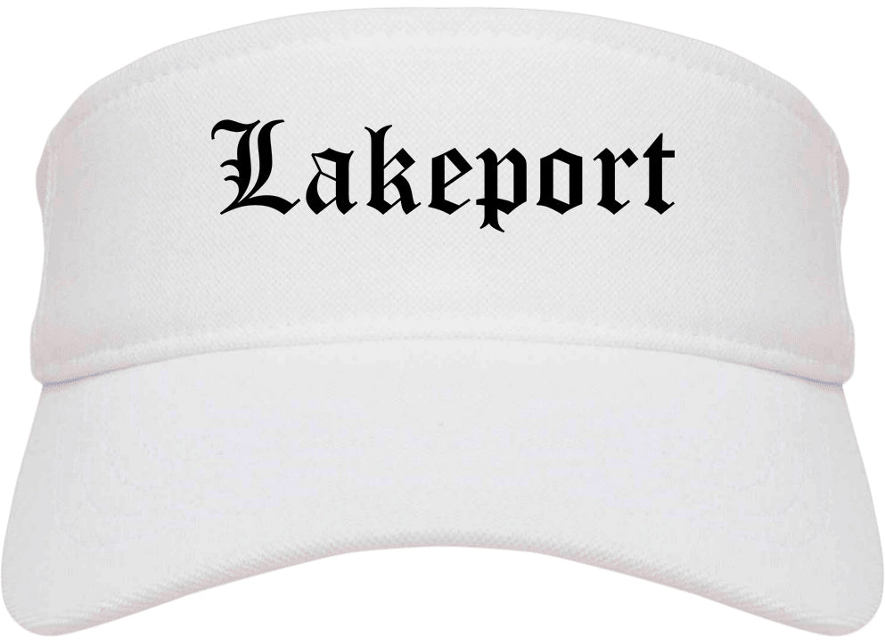 Lakeport California CA Old English Mens Visor Cap Hat White