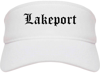 Lakeport California CA Old English Mens Visor Cap Hat White