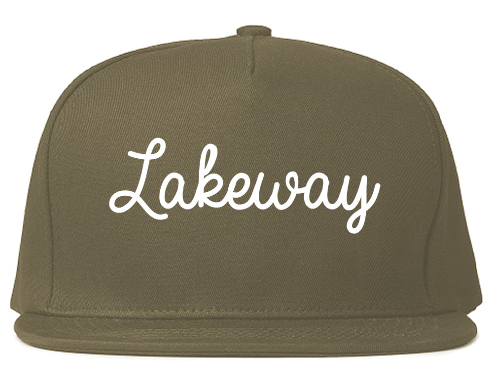 Lakeway Texas TX Script Mens Snapback Hat Grey