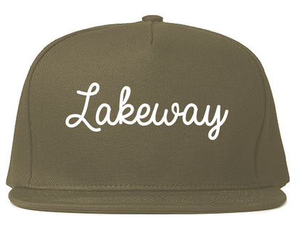 Lakeway Texas TX Script Mens Snapback Hat Grey