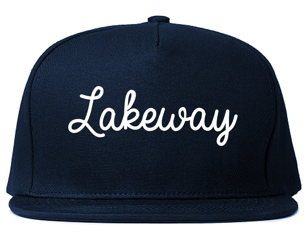 Lakeway Texas TX Script Mens Snapback Hat Navy Blue
