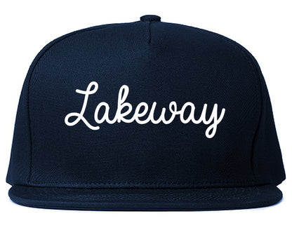 Lakeway Texas TX Script Mens Snapback Hat Navy Blue