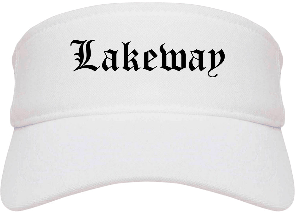 Lakeway Texas TX Old English Mens Visor Cap Hat White