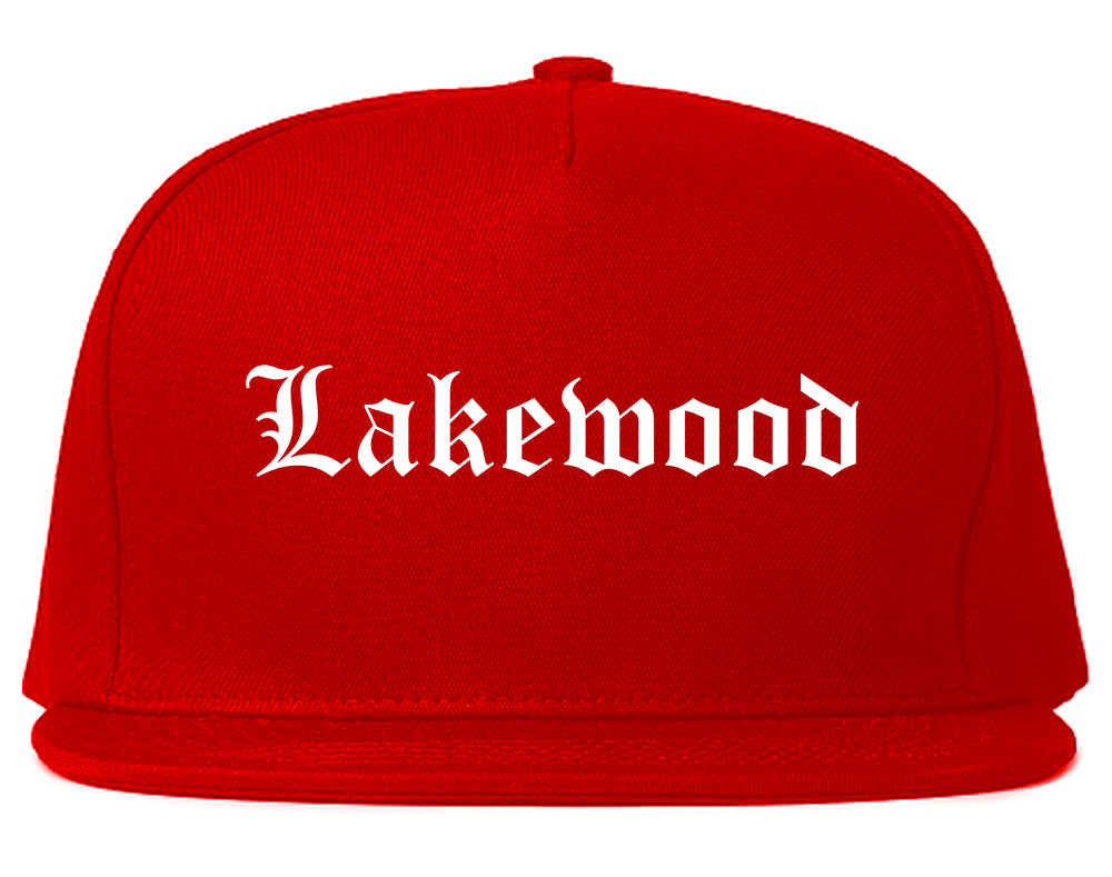 Lakewood California CA Old English Mens Snapback Hat Red