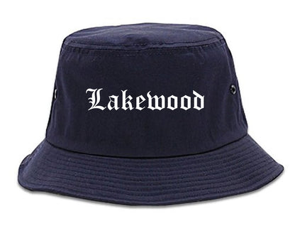 Lakewood California CA Old English Mens Bucket Hat Navy Blue