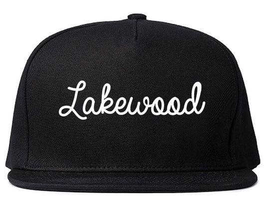 Lakewood California CA Script Mens Snapback Hat Black