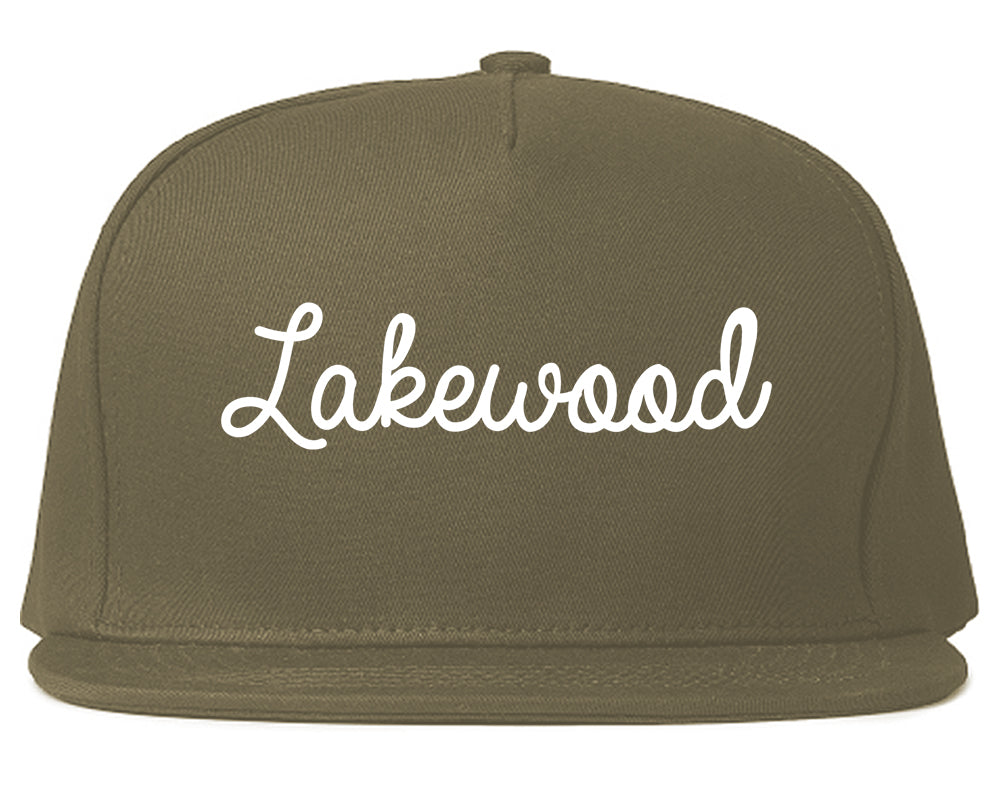Lakewood California CA Script Mens Snapback Hat Grey