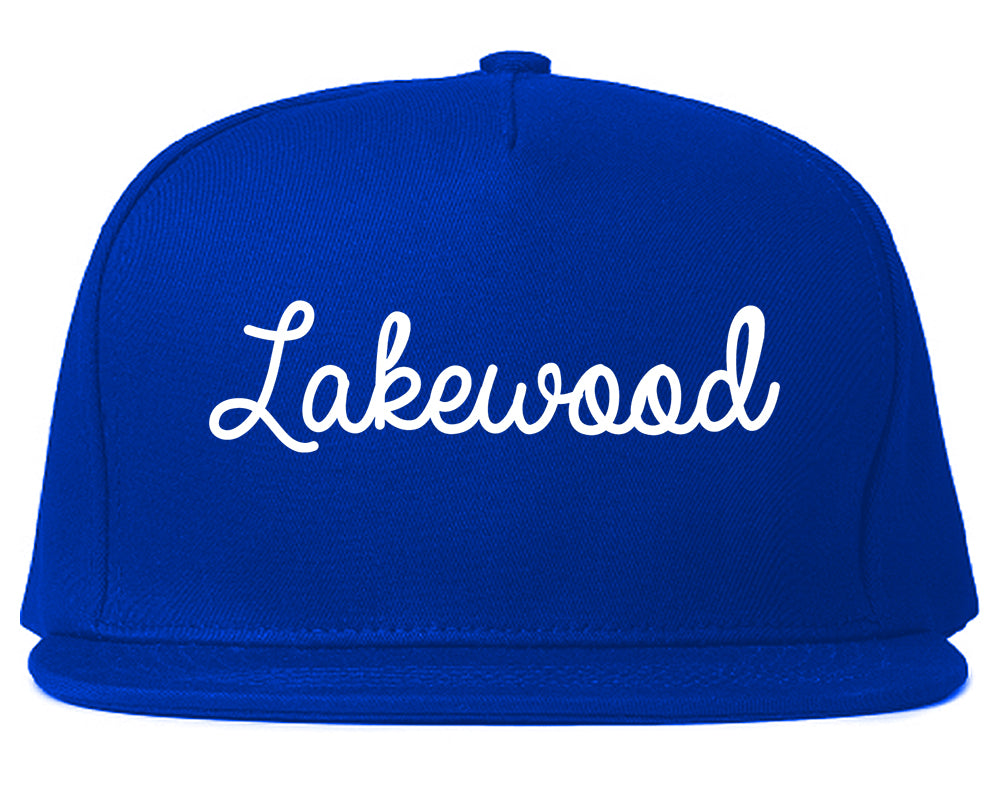 Lakewood California CA Script Mens Snapback Hat Royal Blue