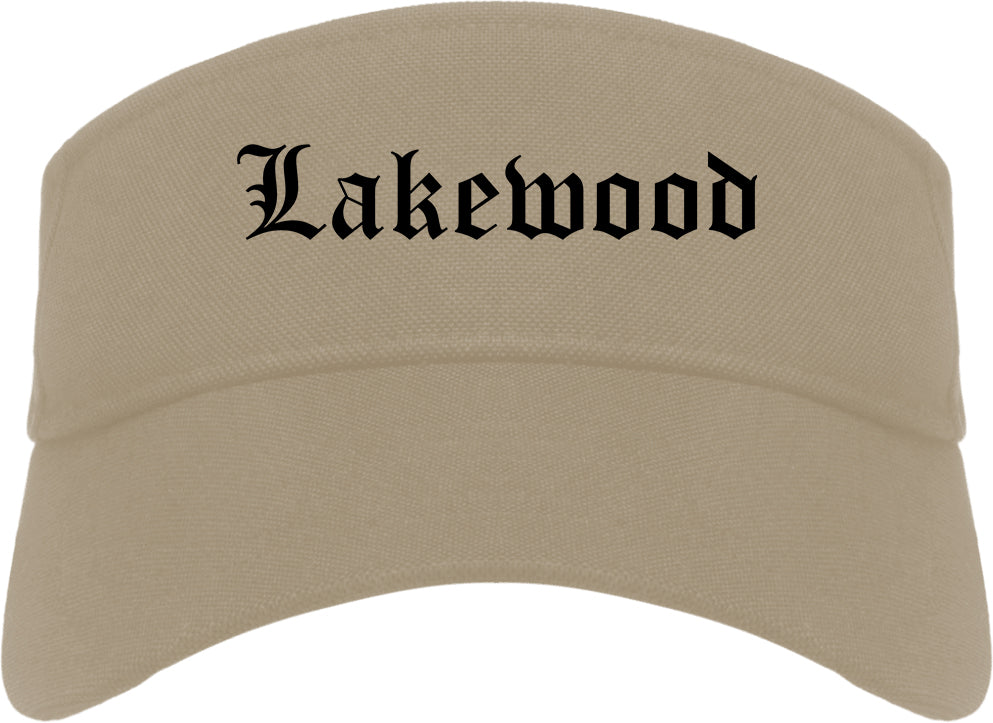 Lakewood California CA Old English Mens Visor Cap Hat Khaki