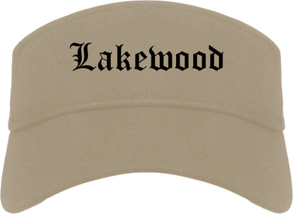 Lakewood California CA Old English Mens Visor Cap Hat Khaki