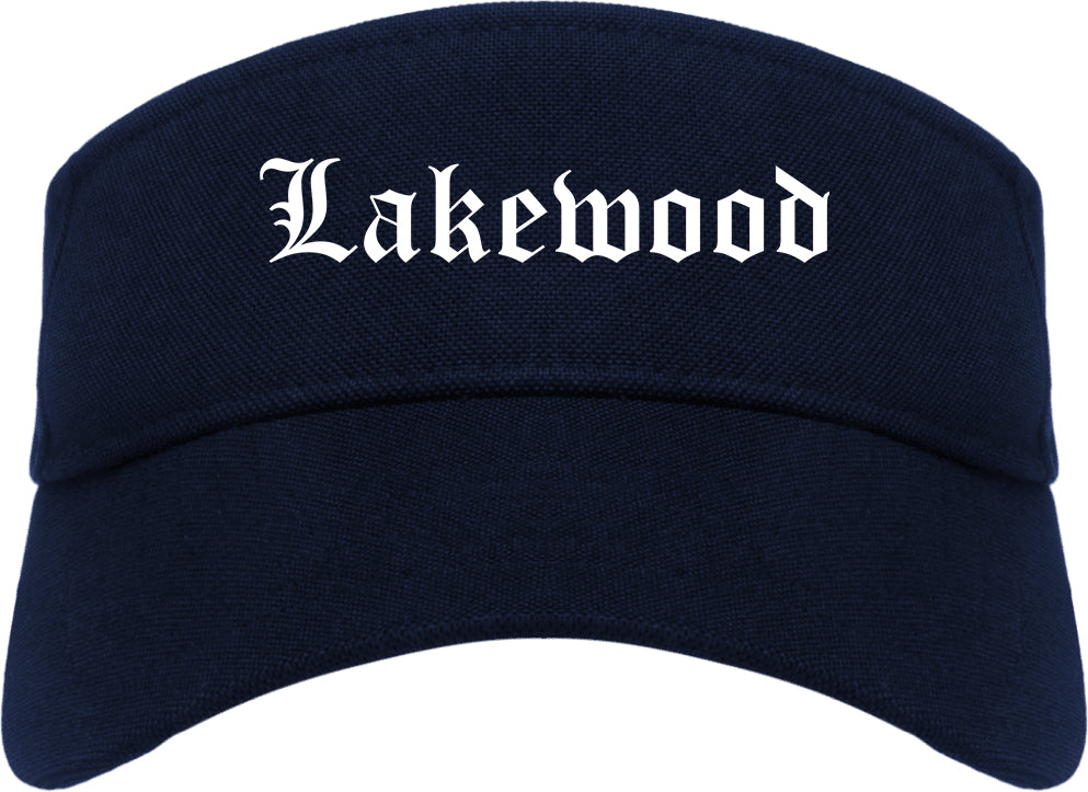 Lakewood California CA Old English Mens Visor Cap Hat Navy Blue