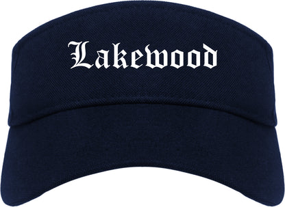 Lakewood California CA Old English Mens Visor Cap Hat Navy Blue