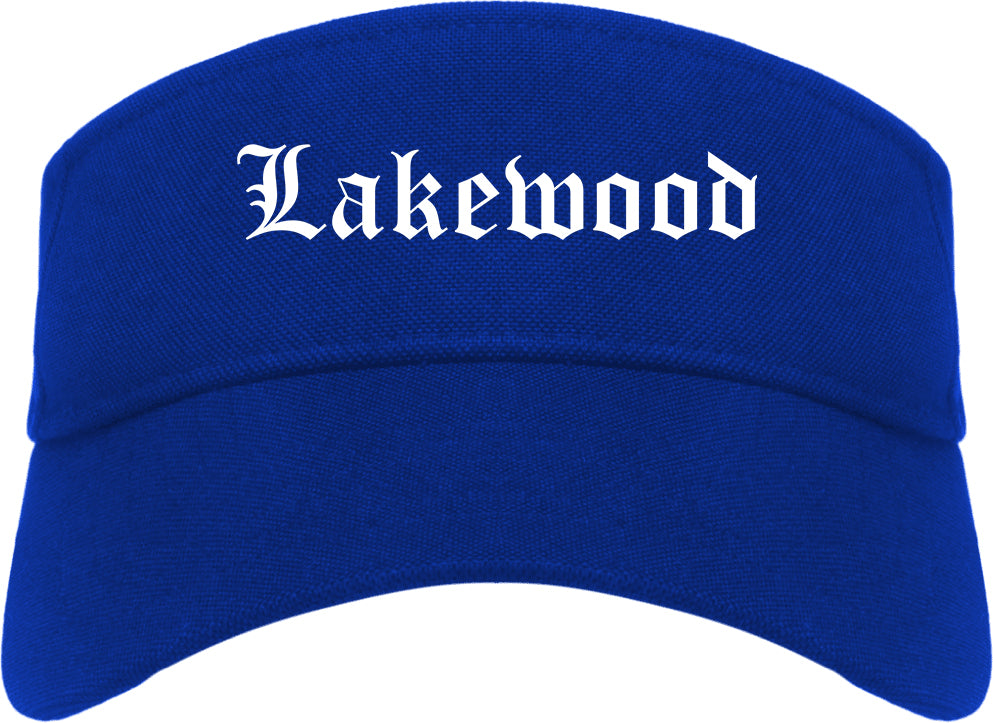 Lakewood California CA Old English Mens Visor Cap Hat Royal Blue