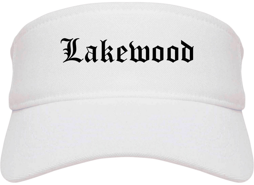 Lakewood California CA Old English Mens Visor Cap Hat White