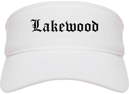 Lakewood California CA Old English Mens Visor Cap Hat White