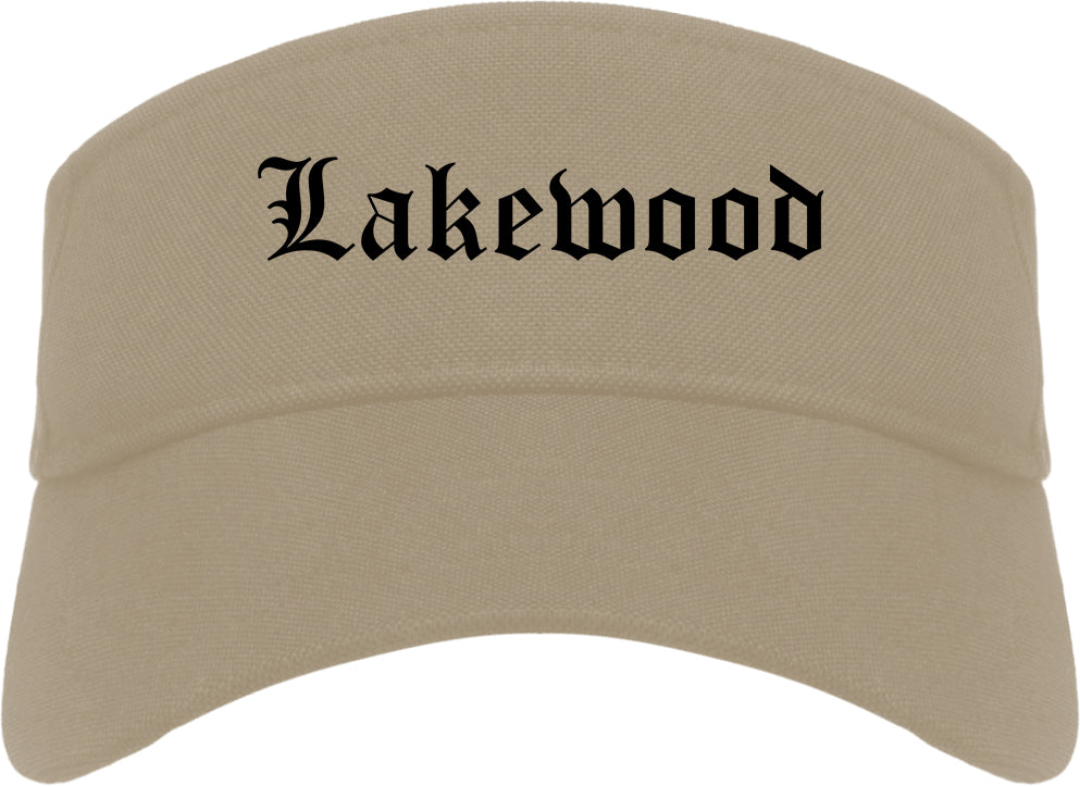 Lakewood Colorado CO Old English Mens Visor Cap Hat Khaki