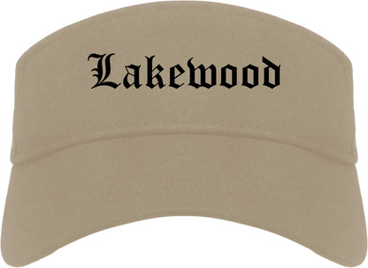 Lakewood Colorado CO Old English Mens Visor Cap Hat Khaki