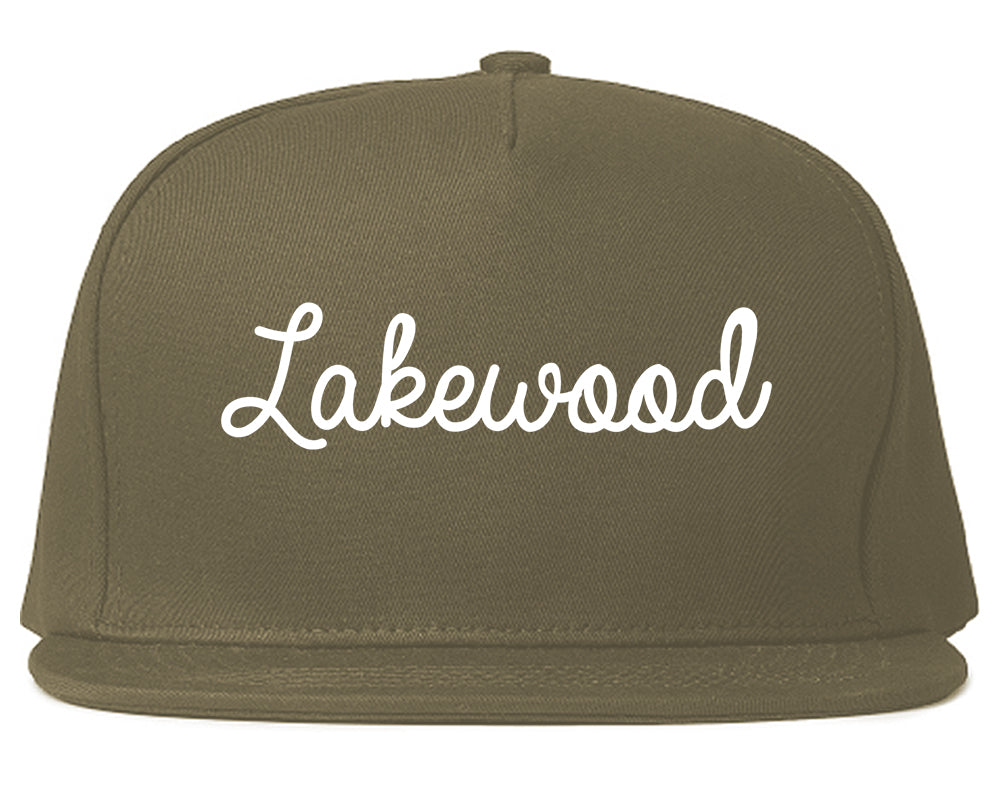 Lakewood Ohio OH Script Mens Snapback Hat Grey