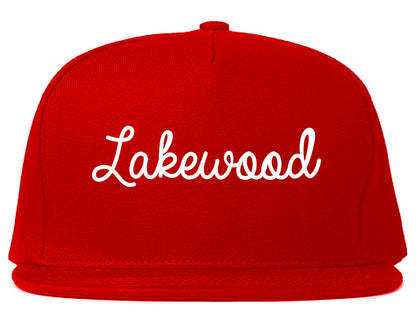 Lakewood Ohio OH Script Mens Snapback Hat Red