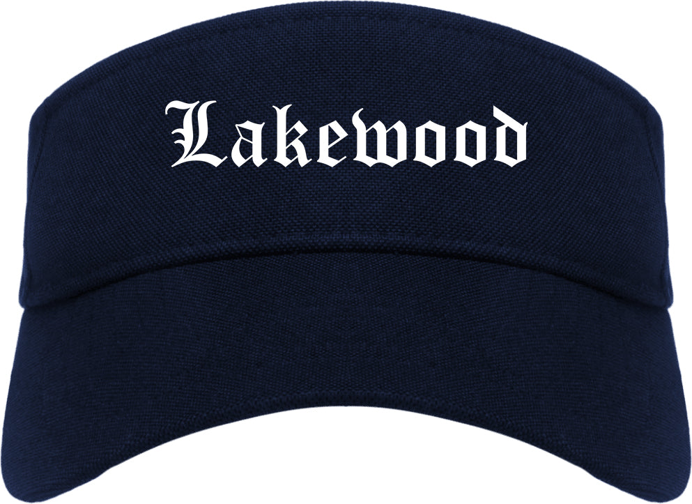Lakewood Ohio OH Old English Mens Visor Cap Hat Navy Blue