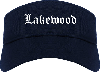 Lakewood Ohio OH Old English Mens Visor Cap Hat Navy Blue