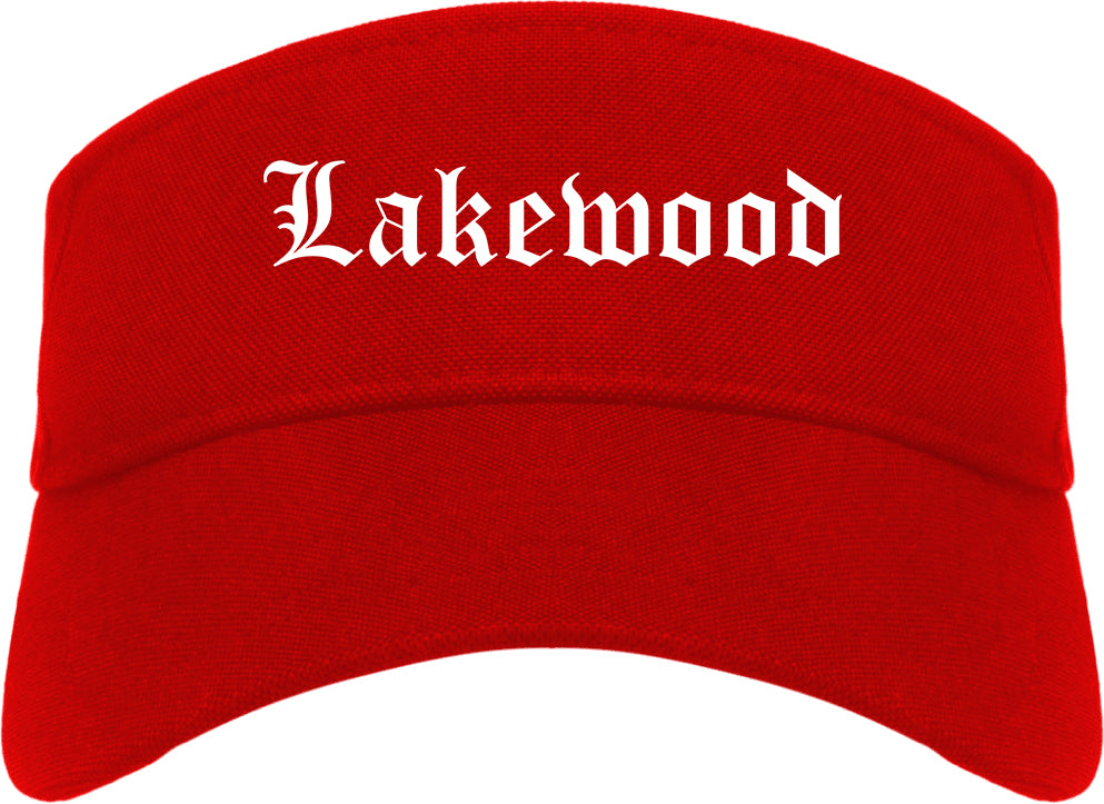 Lakewood Ohio OH Old English Mens Visor Cap Hat Red