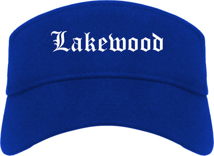 Lakewood Ohio OH Old English Mens Visor Cap Hat Royal Blue