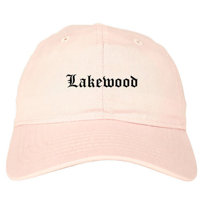 Lakewood Washington WA Old English Mens Dad Hat Baseball Cap Pink