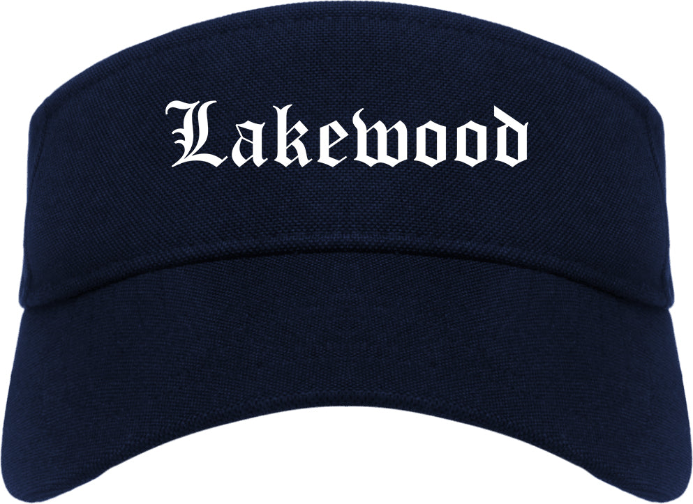 Lakewood Washington WA Old English Mens Visor Cap Hat Navy Blue