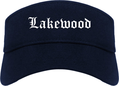 Lakewood Washington WA Old English Mens Visor Cap Hat Navy Blue