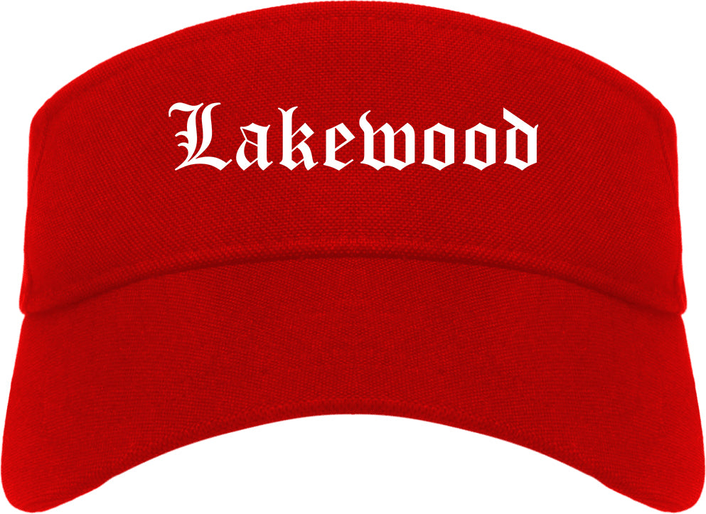 Lakewood Washington WA Old English Mens Visor Cap Hat Red