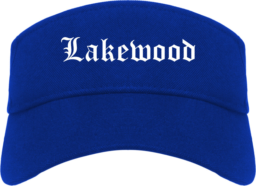 Lakewood Washington WA Old English Mens Visor Cap Hat Royal Blue