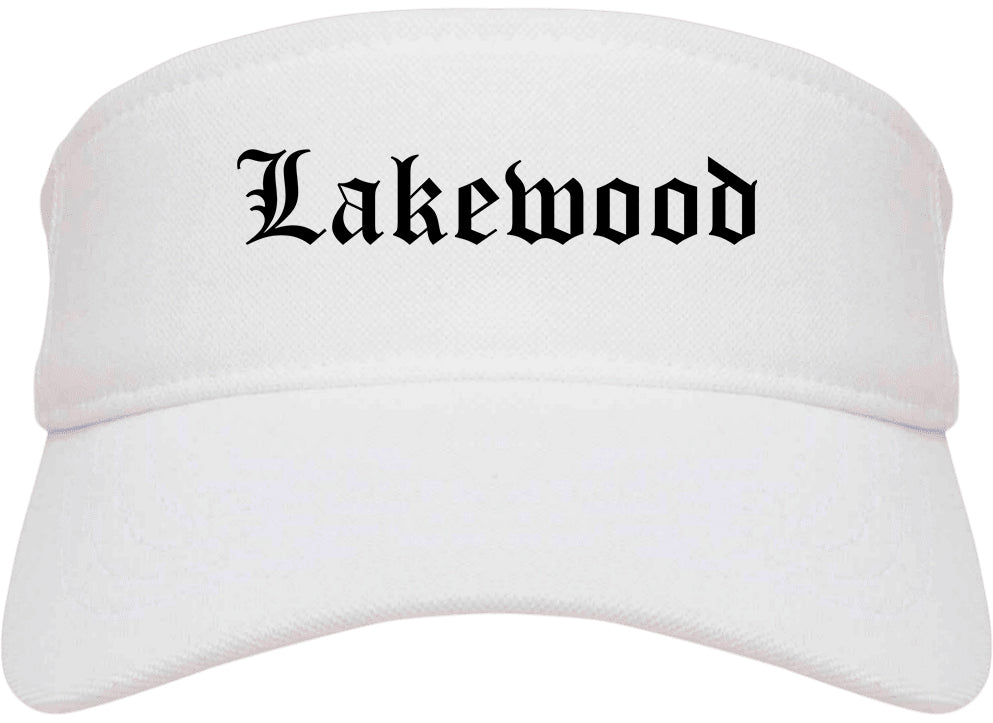 Lakewood Washington WA Old English Mens Visor Cap Hat White