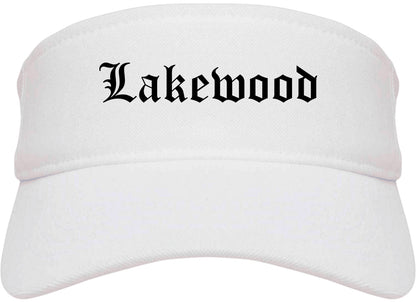Lakewood Washington WA Old English Mens Visor Cap Hat White